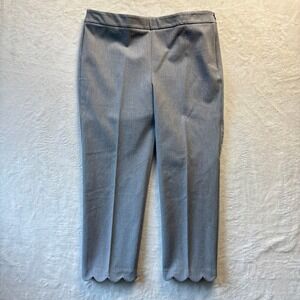 Talbots Pants Women Sz 8 Gray Chatham Crop Scalloped Hem‎ Dress Career